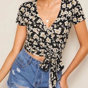 floral wrap shirt
